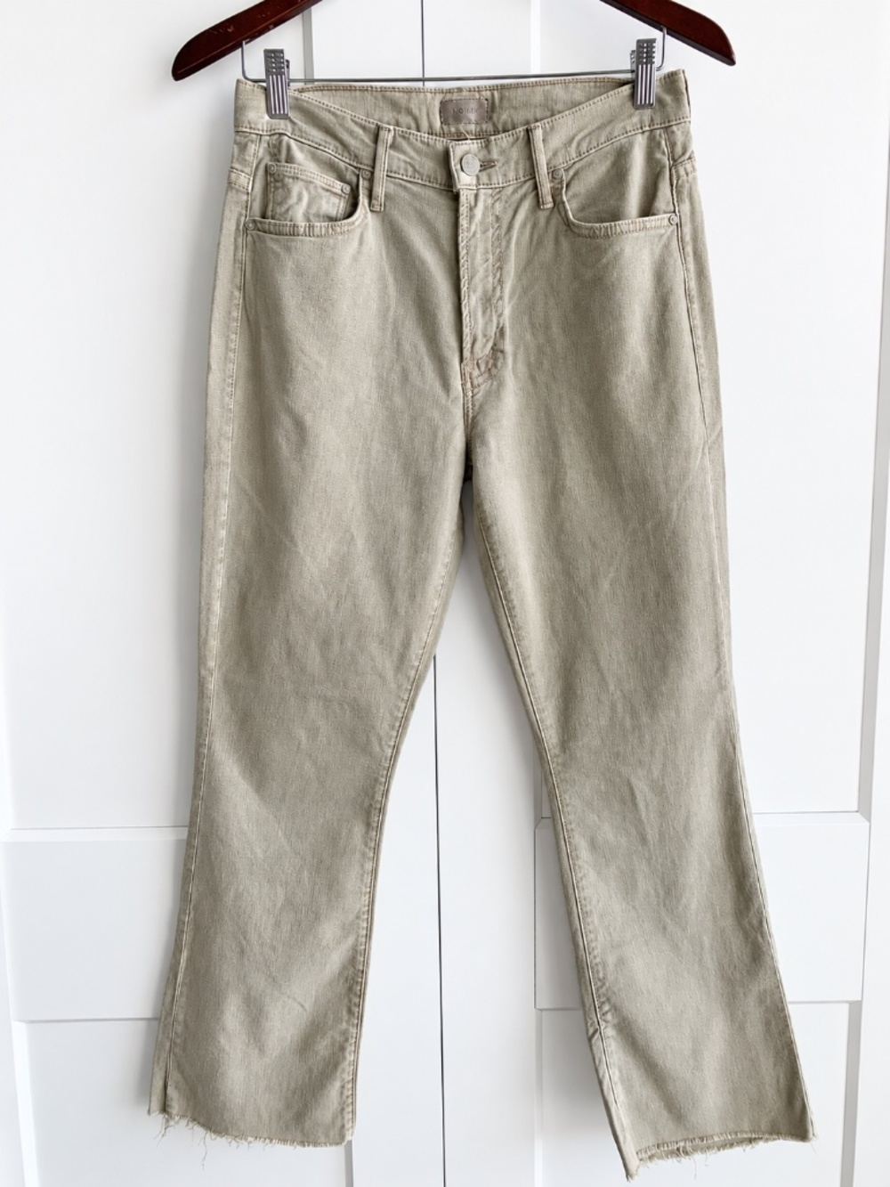 MOTHER The Insider Ankle Fray Chalk It Up Jeans Women's Size 29 Chalk Oxford Tan - Picture 2 of 16